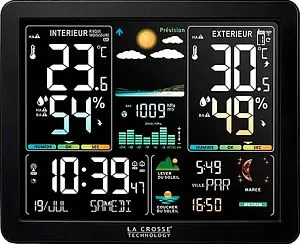 Метеостанция La Crosse WS6236 с цветным экраном, черная, изображение 1