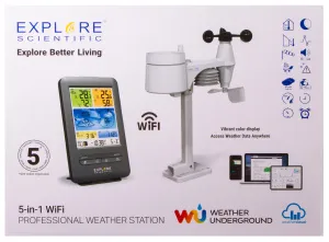Метеостанция Explore Scientific «5 в 1» Wi-Fi с цветным дисплеем, черная, изображение 7